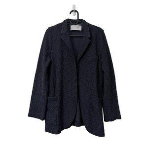 Harris Wharf London Womens Navy Boucle Open Front Knit Blazer Size IT44